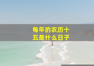 每年的农历十五是什么日子