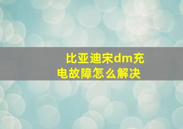 比亚迪宋dm充电故障怎么解决