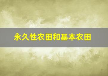 永久性农田和基本农田