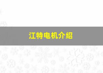 江特电机介绍