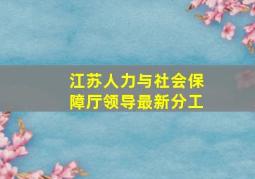 江苏人力与社会保障厅领导最新分工