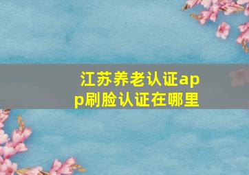 江苏养老认证app刷脸认证在哪里