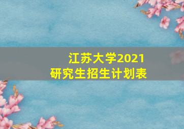 江苏大学2021研究生招生计划表