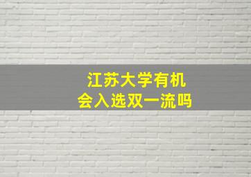 江苏大学有机会入选双一流吗