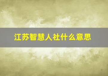 江苏智慧人社什么意思