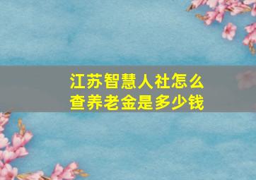 江苏智慧人社怎么查养老金是多少钱