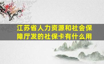 江苏省人力资源和社会保障厅发的社保卡有什么用