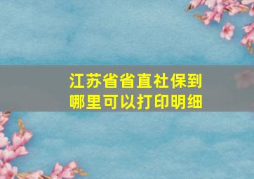 江苏省省直社保到哪里可以打印明细