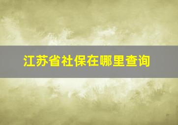 江苏省社保在哪里查询