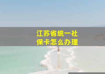 江苏省统一社保卡怎么办理