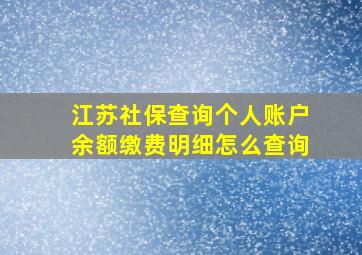 江苏社保查询个人账户余额缴费明细怎么查询