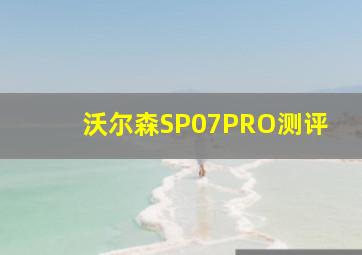 沃尔森SP07PRO测评