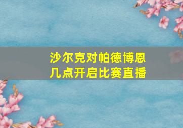 沙尔克对帕德博恩几点开启比赛直播