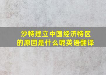 沙特建立中国经济特区的原因是什么呢英语翻译