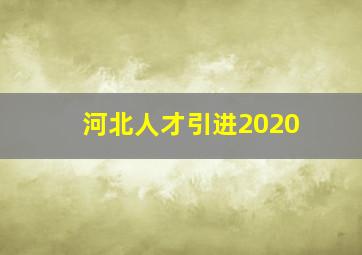 河北人才引进2020