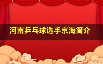 河南乒乓球选手京海简介