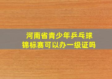 河南省青少年乒乓球锦标赛可以办一级证吗