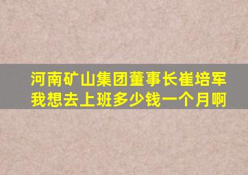 河南矿山集团董事长崔培军我想去上班多少钱一个月啊