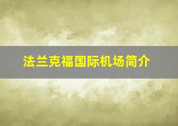 法兰克福国际机场简介