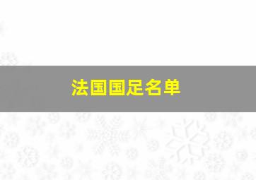 法国国足名单