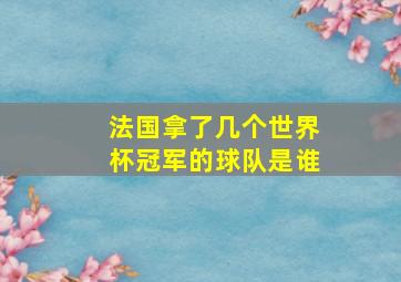 法国拿了几个世界杯冠军的球队是谁