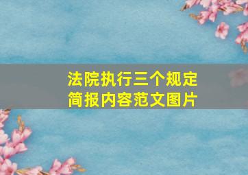 法院执行三个规定简报内容范文图片