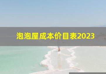 泡泡屋成本价目表2023