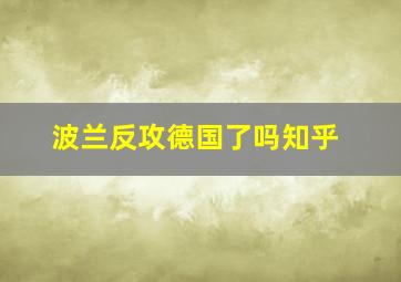 波兰反攻德国了吗知乎