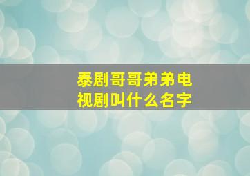 泰剧哥哥弟弟电视剧叫什么名字