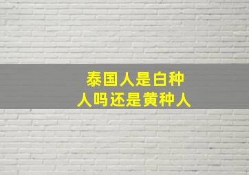 泰国人是白种人吗还是黄种人