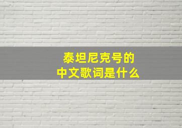 泰坦尼克号的中文歌词是什么