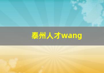 泰州人才wang