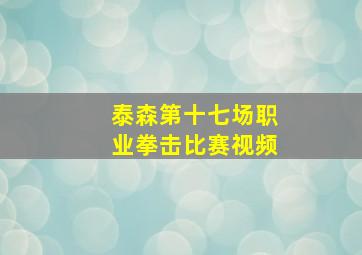 泰森第十七场职业拳击比赛视频