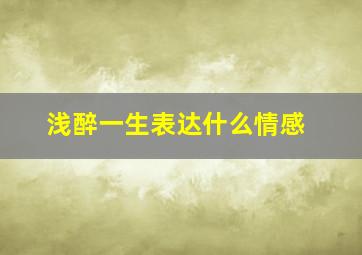 浅醉一生表达什么情感