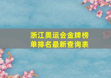 浙江奥运会金牌榜单排名最新查询表