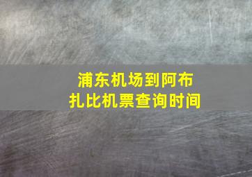 浦东机场到阿布扎比机票查询时间