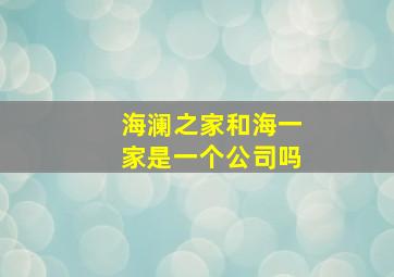 海澜之家和海一家是一个公司吗