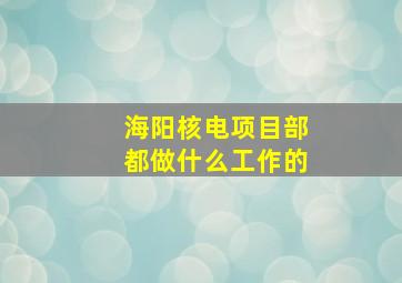 海阳核电项目部都做什么工作的