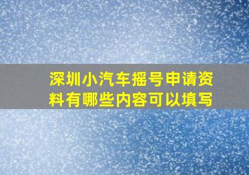 深圳小汽车摇号申请资料有哪些内容可以填写