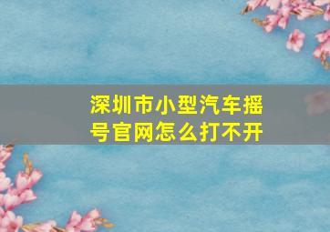 深圳市小型汽车摇号官网怎么打不开