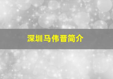 深圳马伟晋简介