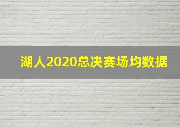 湖人2020总决赛场均数据