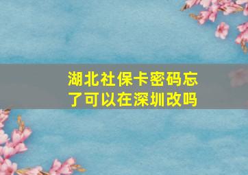 湖北社保卡密码忘了可以在深圳改吗