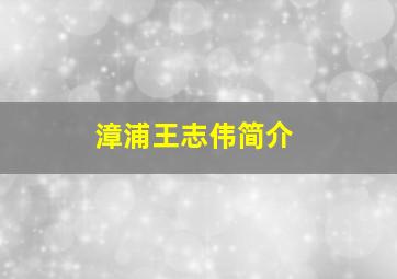 漳浦王志伟简介