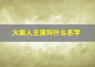 火柴人主演叫什么名字