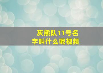 灰熊队11号名字叫什么呢视频