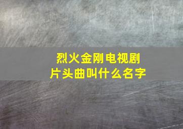 烈火金刚电视剧片头曲叫什么名字