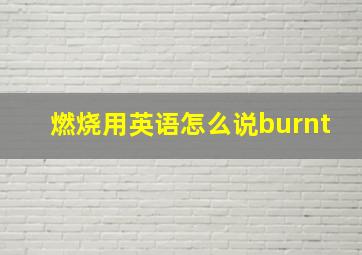 燃烧用英语怎么说burnt