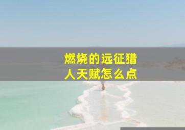 燃烧的远征猎人天赋怎么点