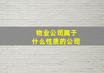 物业公司属于什么性质的公司